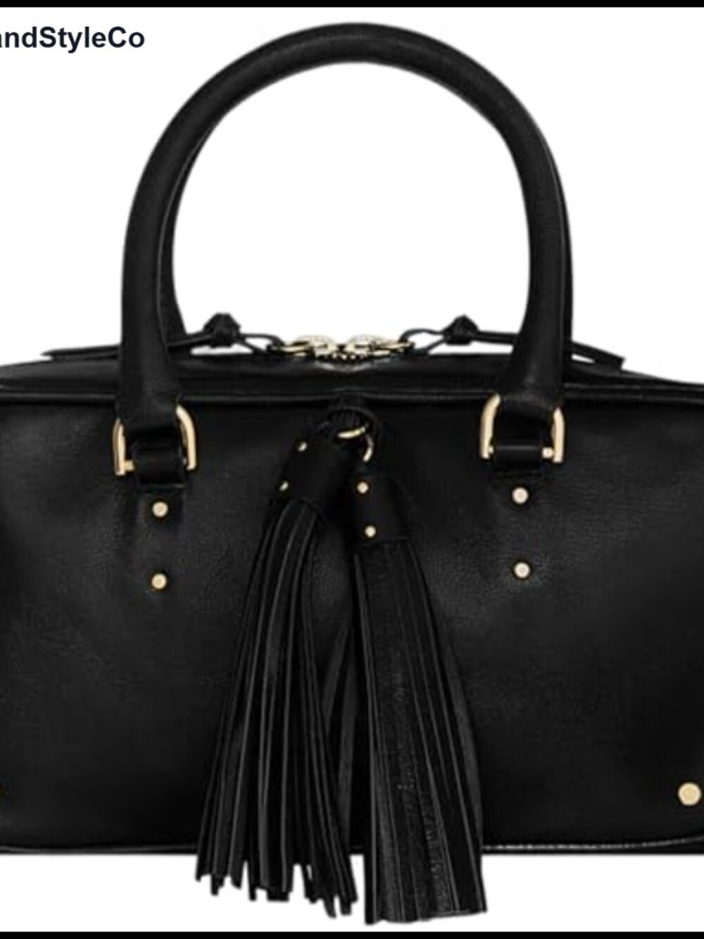 Leather Satchel Purse, Tassel Bowling Bag, Crossbody Strap, Women's